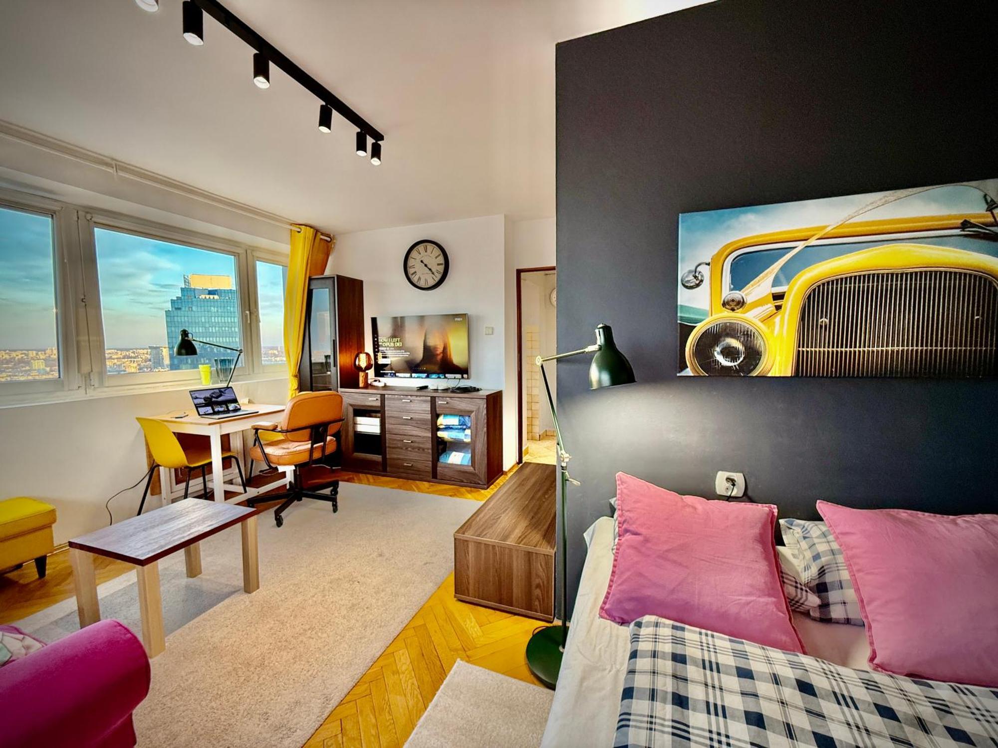 Super Apartment Yellow 2X Metro Fast Wifi 1 Gbs Netflix Panorama Miasta Varšava Exteriér fotografie