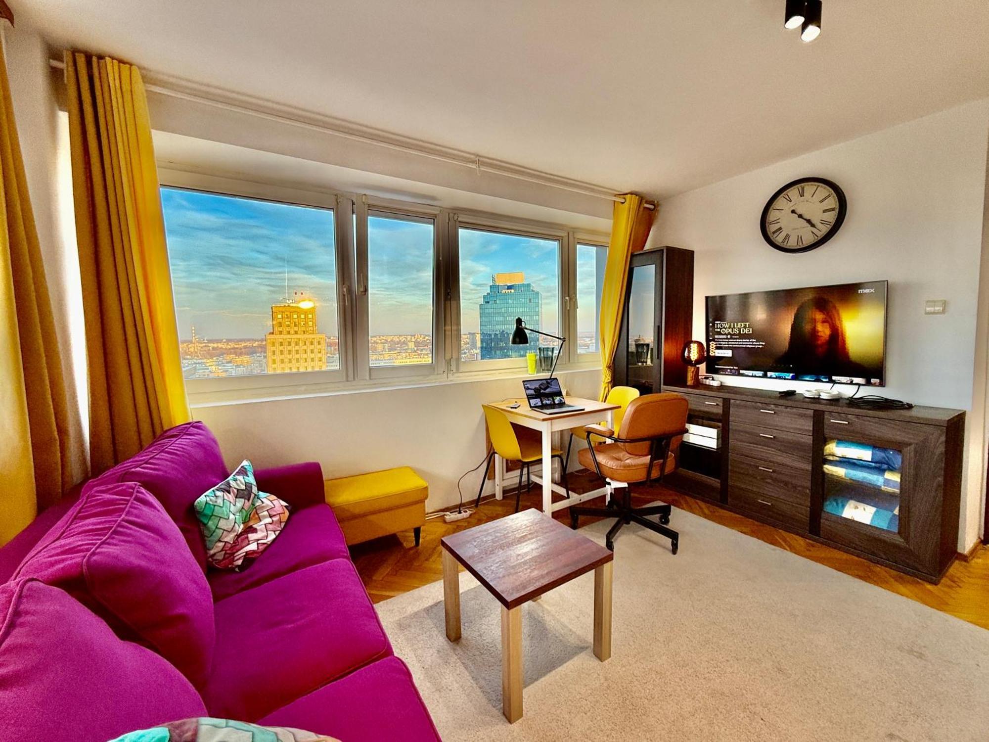 Super Apartment Yellow 2X Metro Fast Wifi 1 Gbs Netflix Panorama Miasta Varšava Exteriér fotografie
