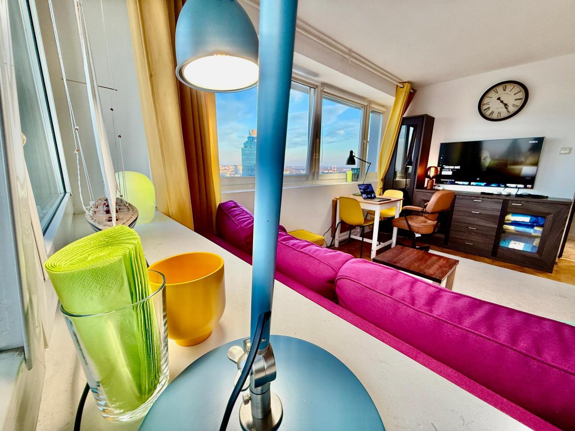 Super Apartment Yellow 2X Metro Fast Wifi 1 Gbs Netflix Panorama Miasta Varšava Exteriér fotografie