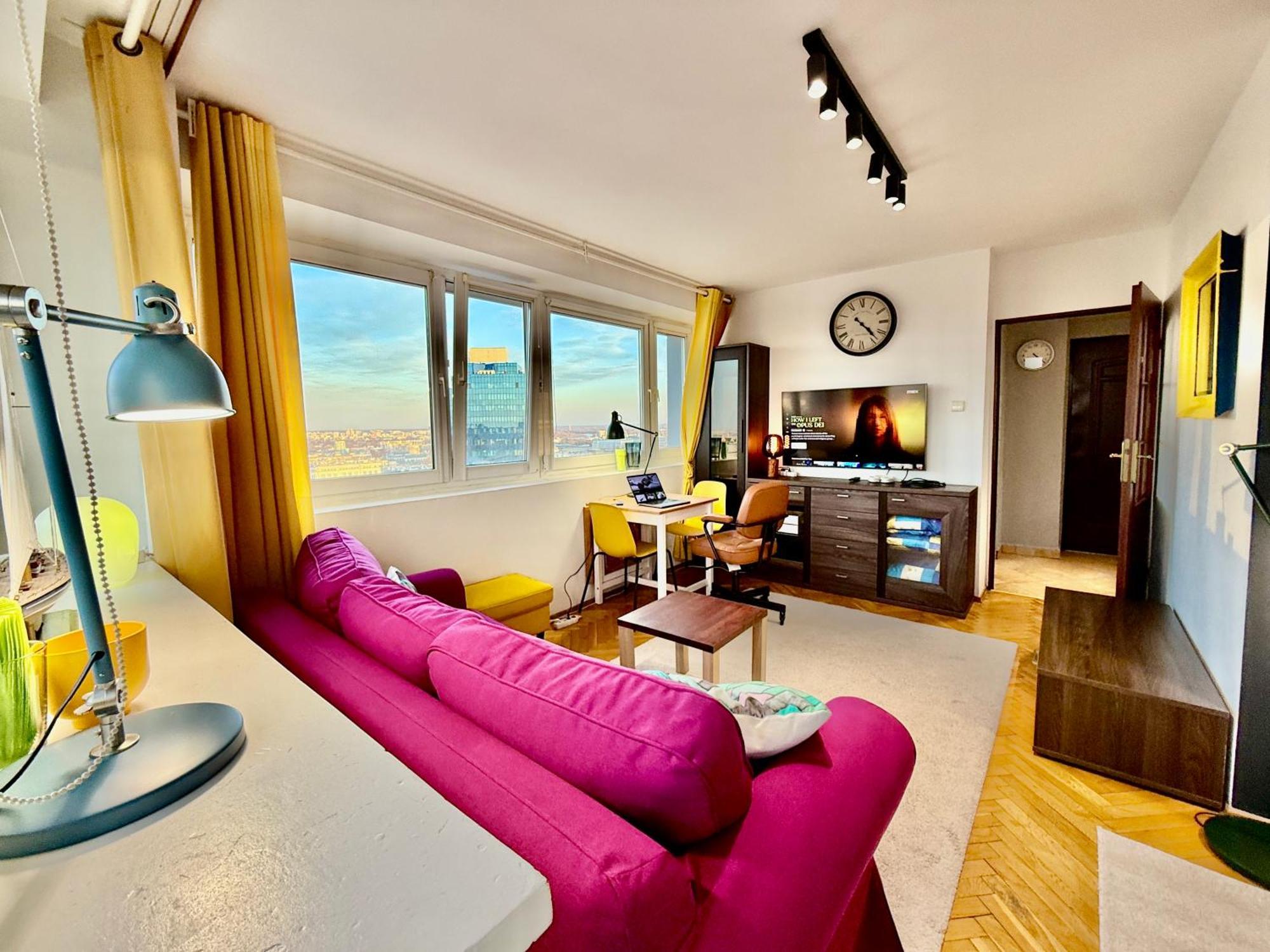 Super Apartment Yellow 2X Metro Fast Wifi 1 Gbs Netflix Panorama Miasta Varšava Exteriér fotografie