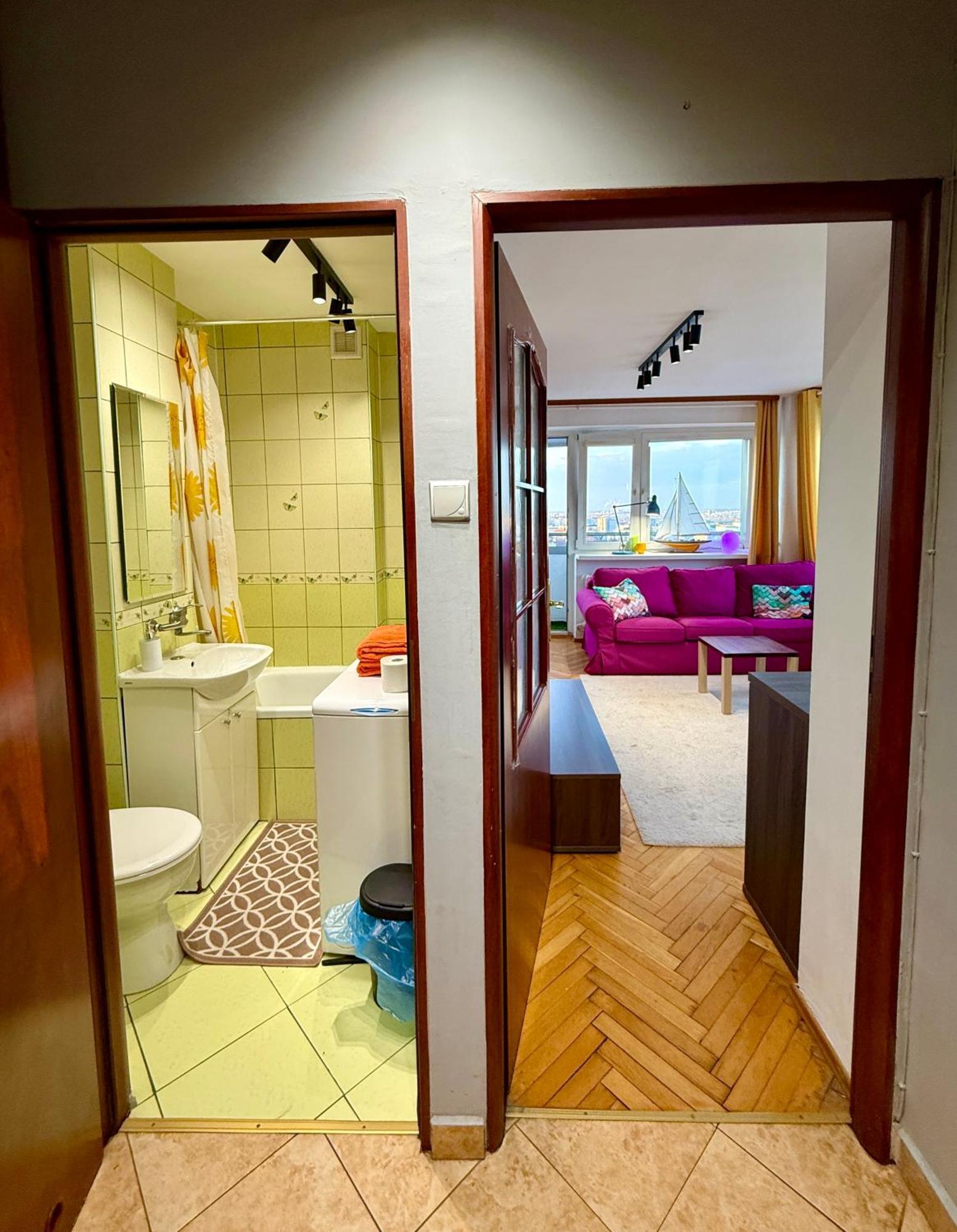 Super Apartment Yellow 2X Metro Fast Wifi 1 Gbs Netflix Panorama Miasta Varšava Exteriér fotografie