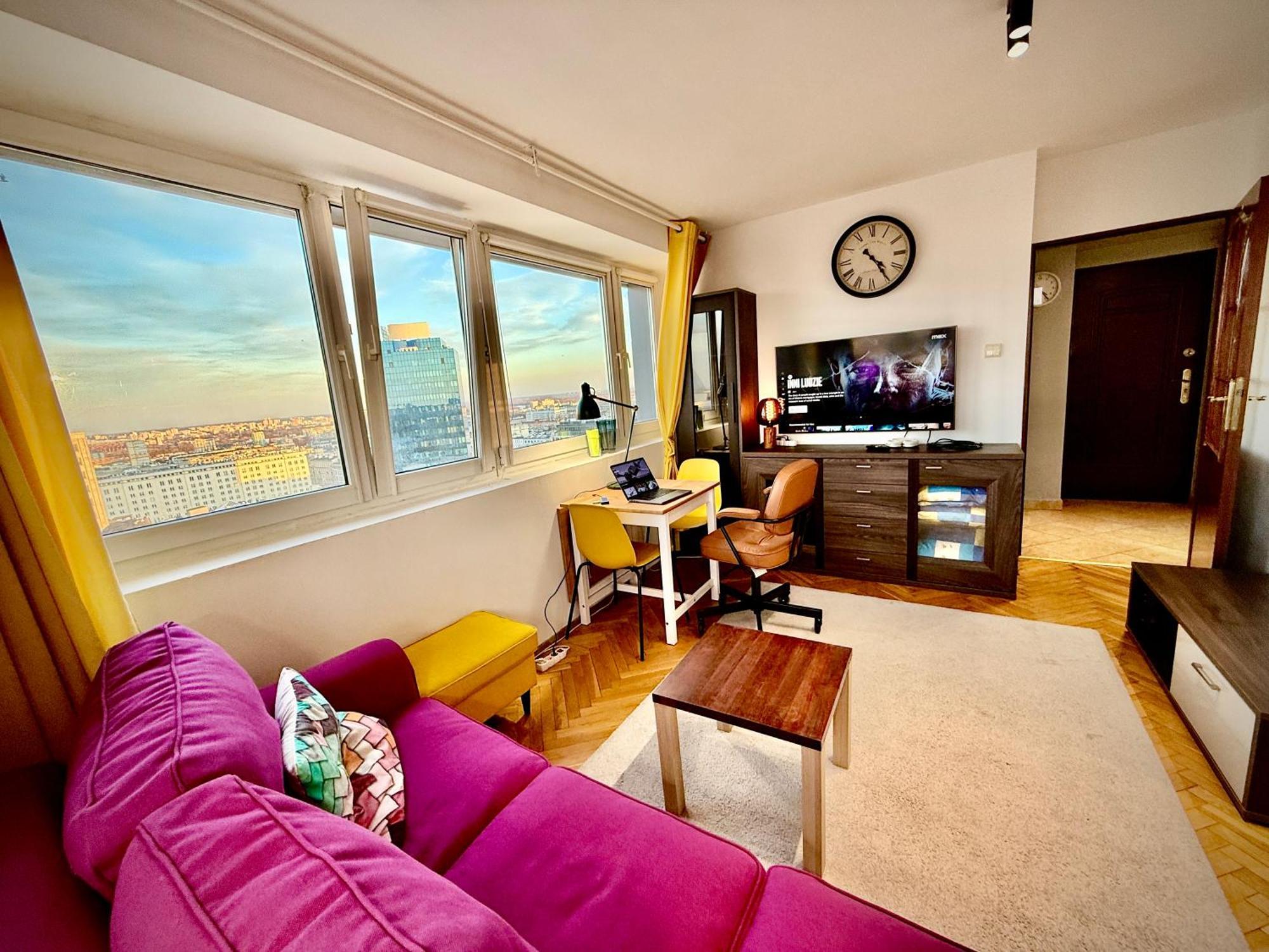 Super Apartment Yellow 2X Metro Fast Wifi 1 Gbs Netflix Panorama Miasta Varšava Exteriér fotografie